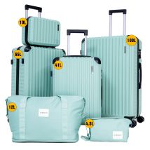 Set De 6 Valises De Voyage, Valise 75cm/66cm/55cm/30cm + Pliable Sac De Voyage Avec Trousse De Maquillage Vert Menthe