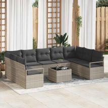 Ensemble De Canapés Avec Coussin 10 Pcs Gris Clair Polyrotin Vidaxl