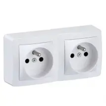 Prise double avec terre complète saillie Schneider Electric Alréa blanc