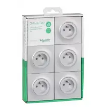 Prise avec terre complète Schneider Electric Odace aluminium, lot de 5