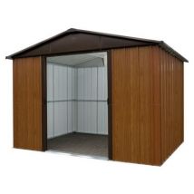 Abri de jardin Yardmaster WGY en métal coloris marron et imitation bois ép.0,3 mm surface extérieure 7,18 m²