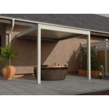 Pergola bioclimatique adossée motorisée aluminium Oviedo blanc 3 x 3 m