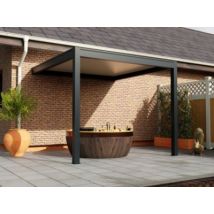 Pergola bioclimatique adossée motorisée aluminium Oviedo gris 3 x 3 m