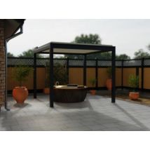 Pergola bioclimatique autoportante motorisée aluminium Oviedo gris 3 x 3 m