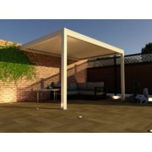Pergola bioclimatique adossée motorisée aluminium Oviedo blanc 4,05 x 3 m