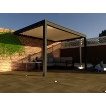 Pergola bioclimatique adossée motorisée aluminium Oviedo gris 4,05 x 3 m