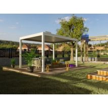 Pergola bioclimatique autoportante motorisée aluminium Oviedo blanc 4,05 x 3 m