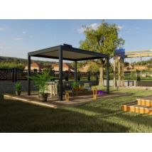 Pergola bioclimatique autoportante motorisée aluminium Oviedo gris 4,05 x 3 m