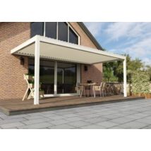 Pergola bioclimatique adossée motorisée aluminium Oviedo blanc 6 x 3 m