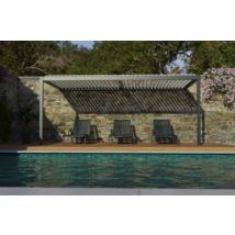 Pergola manuelle bioclimatique murale aluminium Cameo 5,84 x 3,11 m