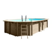 Piscine bois Blooma Kariba liner bleu LDD 6,37 x 4,12 x h.1,33 m