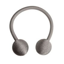 Embrasse à rideaux à rideaux nouage 2 billes gris galet polyester 3,5 x L.23 cm