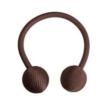 Embrasse à rideaux à rideaux nouage 2 billes marron polyester 3,5 x L.23 cm