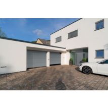 Porte de garage sectionnelle acier Hormann gris aluminium RAL 9007 Matt Deluxe - l.237,5 x h.200 cm - motorisée