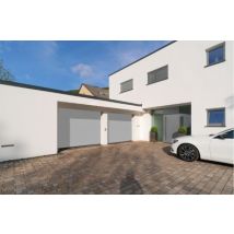 Porte de garage sectionnelle acier Hormann Planar blanc aluminium RAL 9006 Matt Deluxe - l.300 x h.200 cm - motorisée