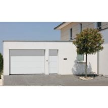Porte de garage sectionnelle acier Hormann blanc trafic RAL 9016 - l.237,5 x h.200 cm - motorisée
