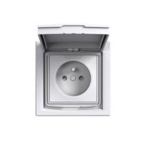 Prise avec terre étanche complète Schneider Electric Asfora blanc