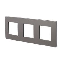 Plaque de finition triple Schneider Electric Unica Déco aluminium liseré noir