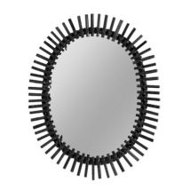 Miroir mural rotin ovale 58 x 48 cm noir