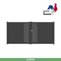 Portail Jardimat battant aluminium Aquarelle noir - 300 x h.170 cm