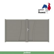 Portail Jardimat battant aluminium Emagny gris quartz - 300 x h.180 cm