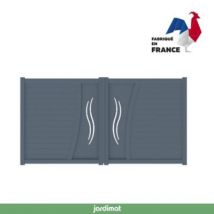 Portail Jardimat battant motorisé aluminium Emagny gris anthracite - 350 x h.180 cm