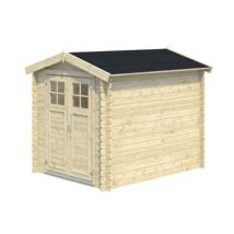 Abri de jardin GoodHome Belaia en bois coloris naturel ép.28 mm surface extérieure 5,94 m²