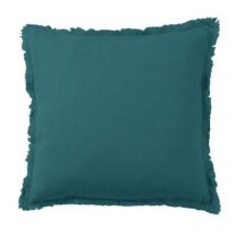 Coussin lin Deko & Co Deep Lake bleu L.45 x l.45 x ep.3cm