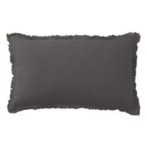 Coussin lin effilé gris noir L.50 x l.30 cm