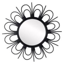 Miroir rotin fleur noir L.43 x l.43 cm