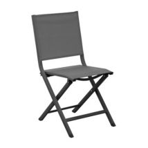Chaise de jardin pliante Proloisirs Thema en aluminium - Coloris châssis et assise gris - Hauteur 90 cm