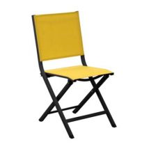 Chaise de jardin pliante Proloisirs Thema en aluminium - Coloris châssis graphite, toile moutarde - Hauteur 90 cm