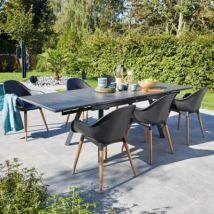 Table de jardin extensible Agra en aluminium coloris graphite/gris L.150/250 x l.90 x H.74 cm