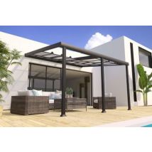 Pergola adossée manuelle aluminium Couleurs du Monde 3,5 x 4 m