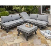 Salon de jardin bas New York aluminium anthracite DCB Garden 6 personnes