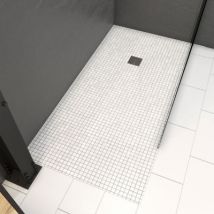 Receveur de douche à carreler 90 x 160 cm, gris, bonde centrale, Galedo Showerplate