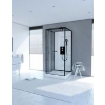 Cabine de douche carrée blanc et noir Galedo City 70 x 70 cm