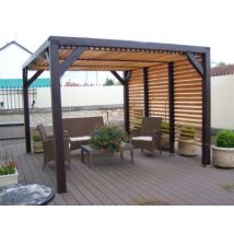 Pergola auvent autoportant manuel bois Veneto Habrita VT3436 3,40 x 3,60 m