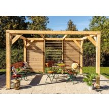 Pergola auvent autoportant manuel bois Veneto Habrita VT3431V 3,40 x 3,12 m