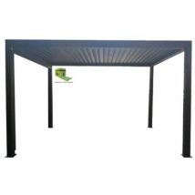 Pergola bioclimatique autoportante motorisée aluminium Green Outside Premium 4 x 3 m avec éclairage LED
