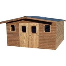 Abri de jardin Habrita Thermabri en bois coloris naturel ép.28 mm surface extérieure 15,14 m²
