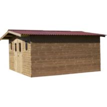 Abri de jardin Habrita Thermabri en bois coloris naturel ép.28 mm surface extérieure 23,82 m²