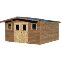 Abri de jardin Habrita Thermabri en bois coloris naturel ép.28 mm surface extérieure 19,69 m²