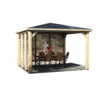 Pool house manuel bois Habrita THB 3535.VV 3,79 x 3,79 m avec 2 parois vantelle