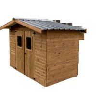 Abri de jardin Habrita Thermabri en bois coloris naturel ép.28 mm surface extérieure 7,62 m²