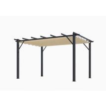 Pergola autoportante manuelle aluminium Habrita PER4030GE gris et écru 4 x 3 m
