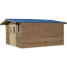 Abri de jardin Habrita Thermabri en bois coloris naturel ép.28 mm surface extérieure 24,30 m²