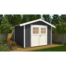 Abri de jardin + plancher Weka 122 T1 en bois coloris anthracite/blanc ép.28 mm surface extérieure 6,95 m²