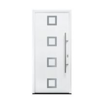 Porte d'entrée acier Inserts carrés blanc trafic 90 x h.215 cm poussant gauche