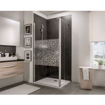 Paroi de douche fixe à l'italienne + déflecteur, 100 x 190 cm, Schulte NewStyle, Walk In, verre transparent anticalcaire, Galets chromés